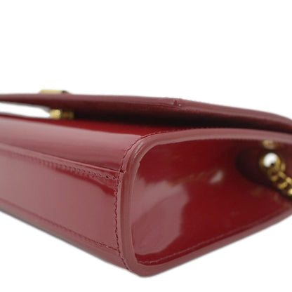 YVES SAINT LAURENT Kate Leather Chain Clutch Crossbody Bag Red