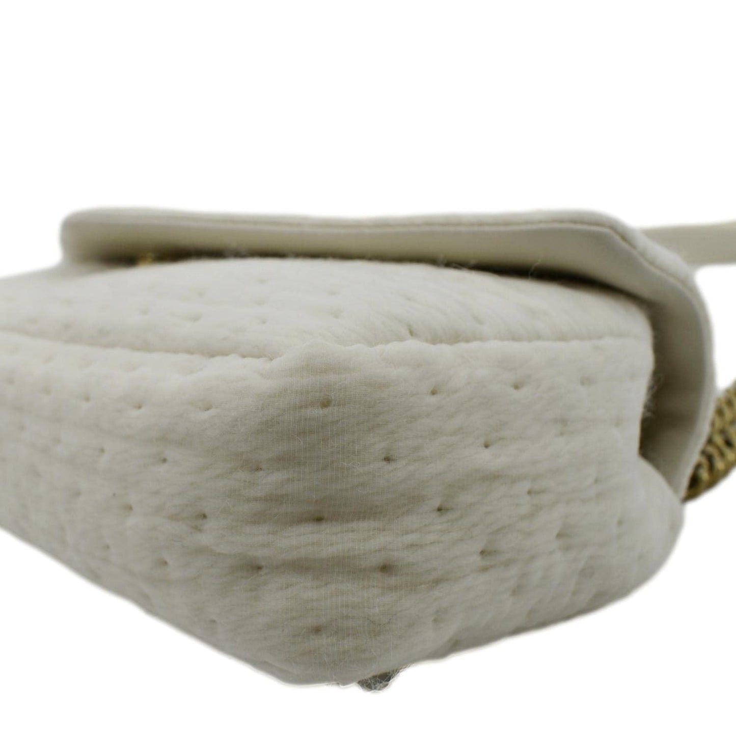 YVES SAINT LAURENT Calypso Organza Leather Crossbody Bag White