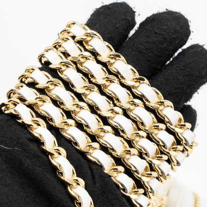 Chanel Mini Bow Card Holder With Chain Tweed White L(Microchip)