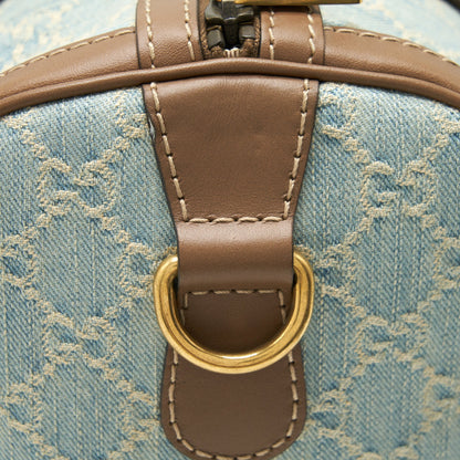 Gucci GG Denim Boston Bag With Cross Body Strap