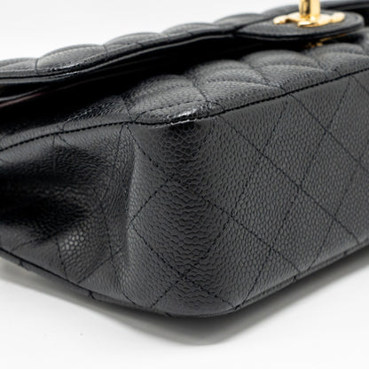 Chanel Medium Classic Double  Flap Bag Caviar  Black