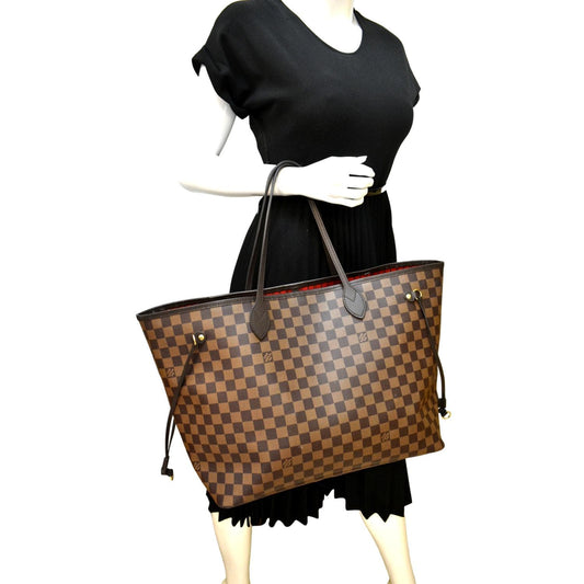 LOUIS VUITTON Neverfull GM Damier Ebene Tote Shoulder Bag Brown