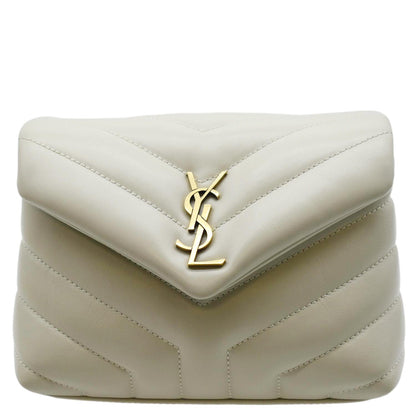 YVES SAINT LAURENT Toy Loulou Matelasse Leather Crossbody Bag Ivory