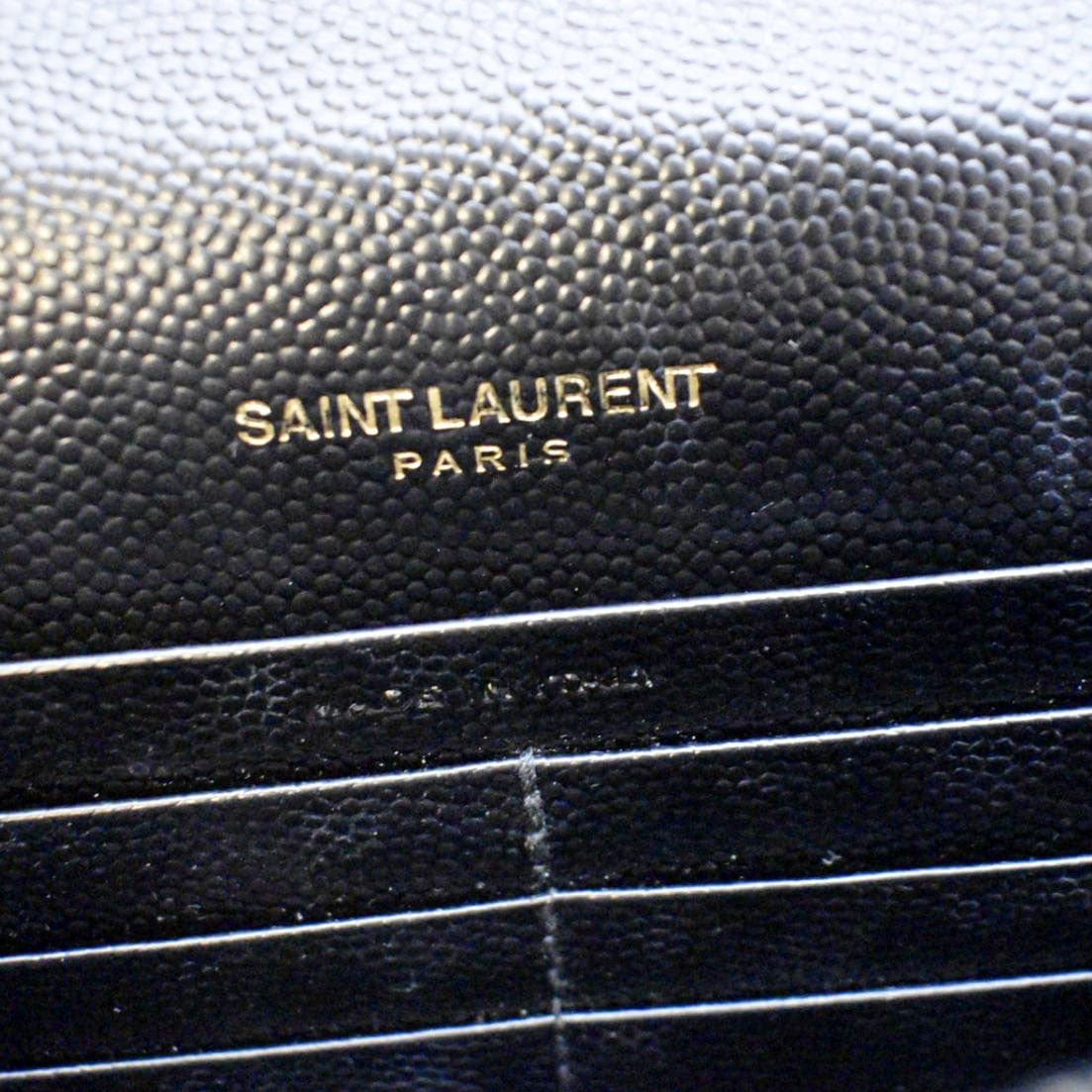 YVES SAINT LAURENT Cassandre Matelasse Chain Wallet Crossbody Bag Black
