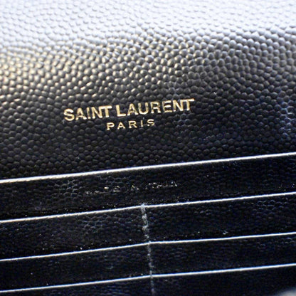 YVES SAINT LAURENT Cassandre Matelasse Chain Wallet Crossbody Bag Black