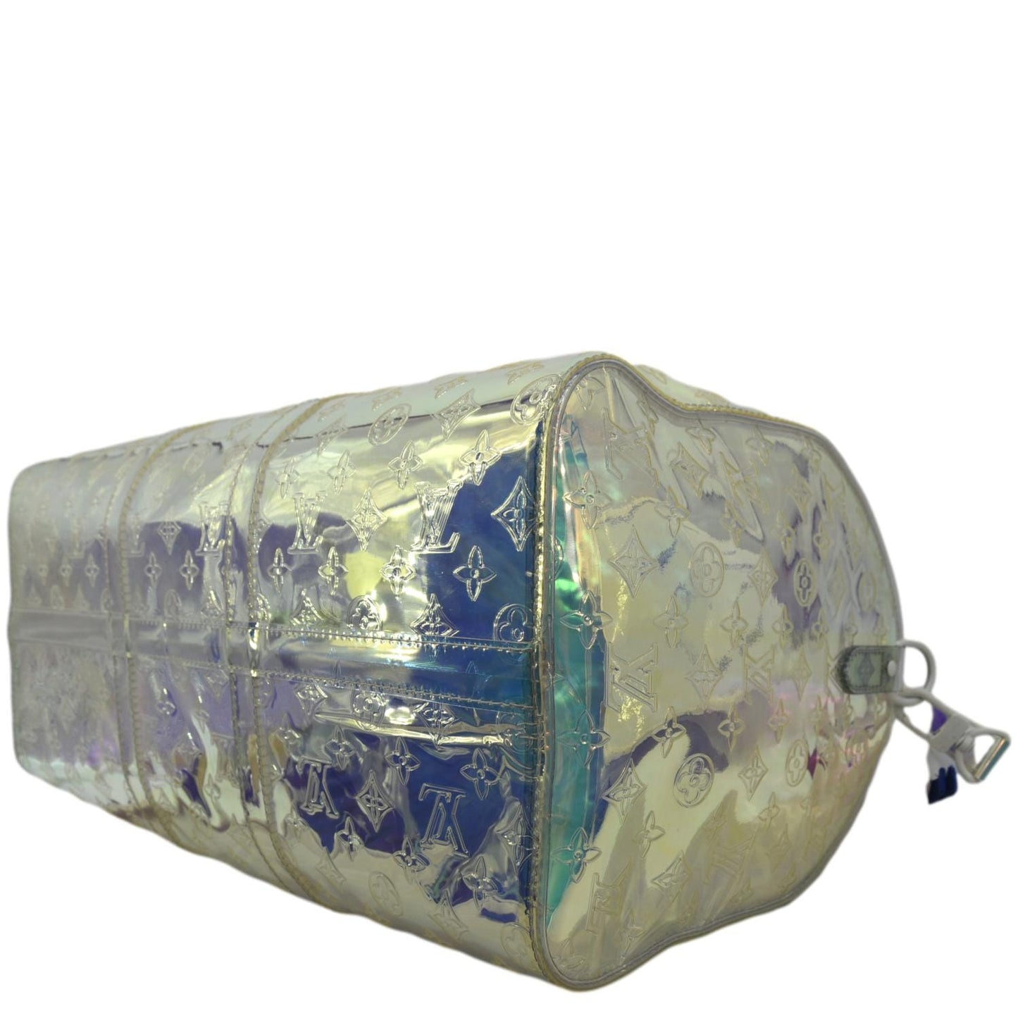 LOUIS VUITTON Keepall Bandouliere Embossed Monogram PVC Prism Travel Bag Iridescent