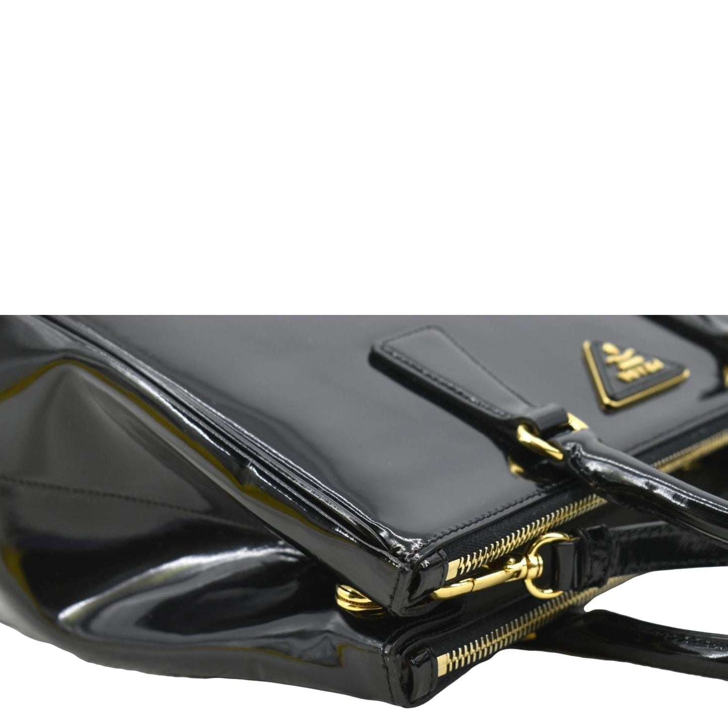PRADA Double Zip Patent Leather Shoulder Bag Black B1801N