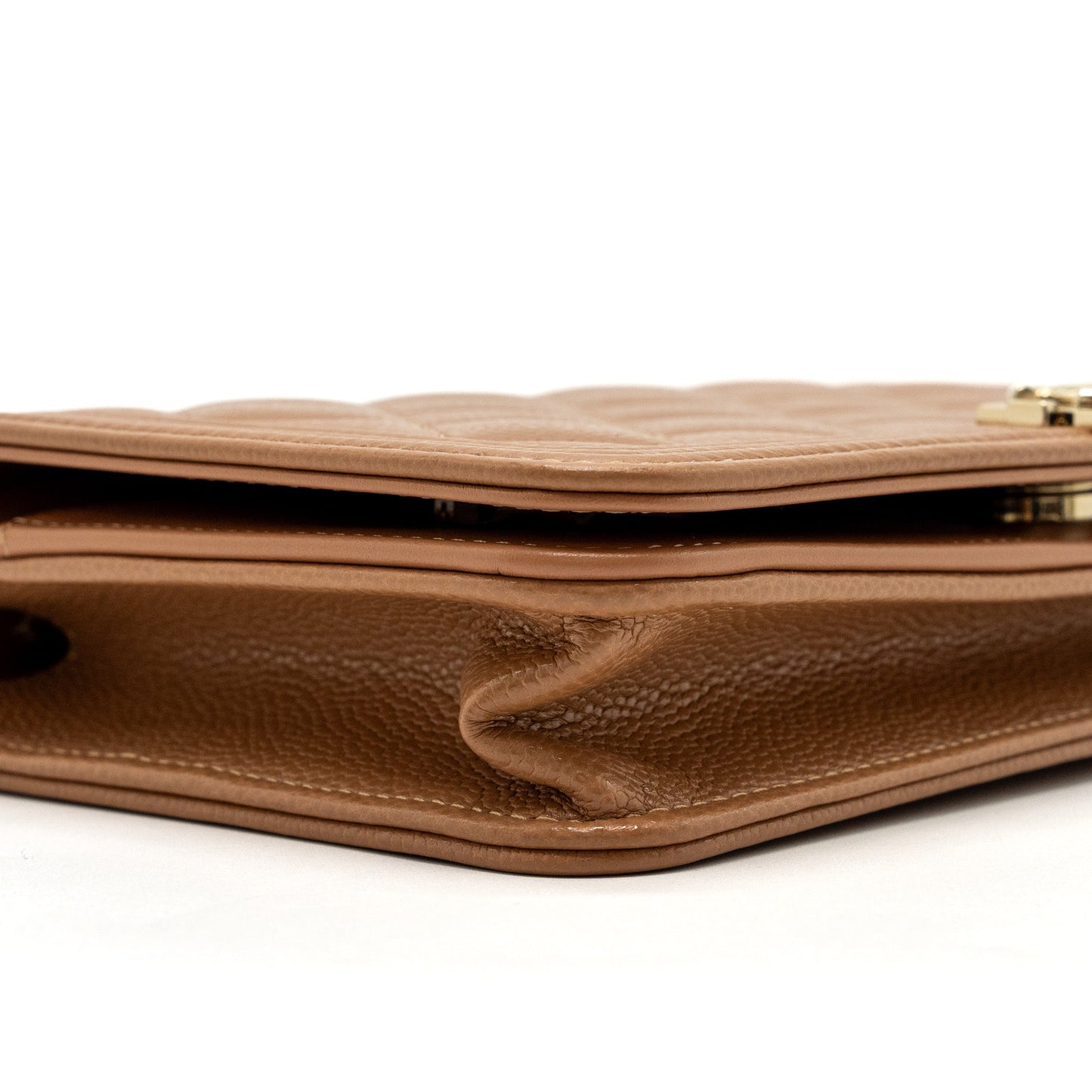 Chanel boy wallet on chain caviar light caramel L (microchip)