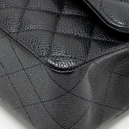 Chanel Medium Classic Double  Flap Bag Caviar  Black
