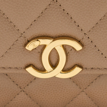 Chanel Mini Flap Bag Caviar Beige  (Microchip)