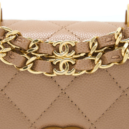 Chanel Mini Flap Bag Caviar Beige  (Microchip)