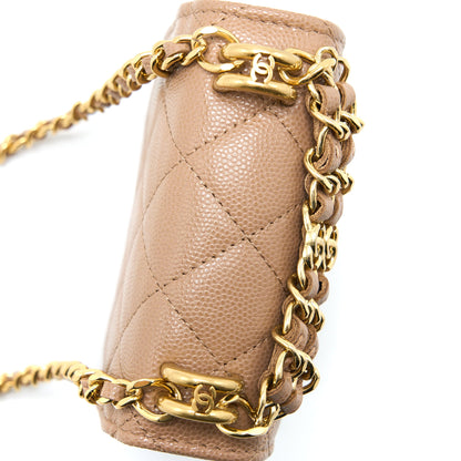 Chanel Mini Flap Bag Caviar Beige  (Microchip)