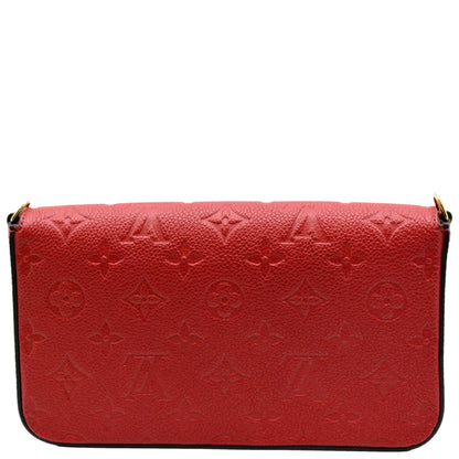 LOUIS VUITTON Pochette Felicie Monogram Empreinte Chain Wallet Red