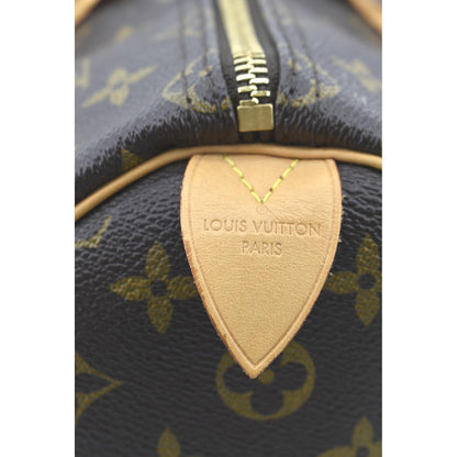 LOUIS VUITTON Speedy 35 Monogram Canvas Satchel Bag Brown