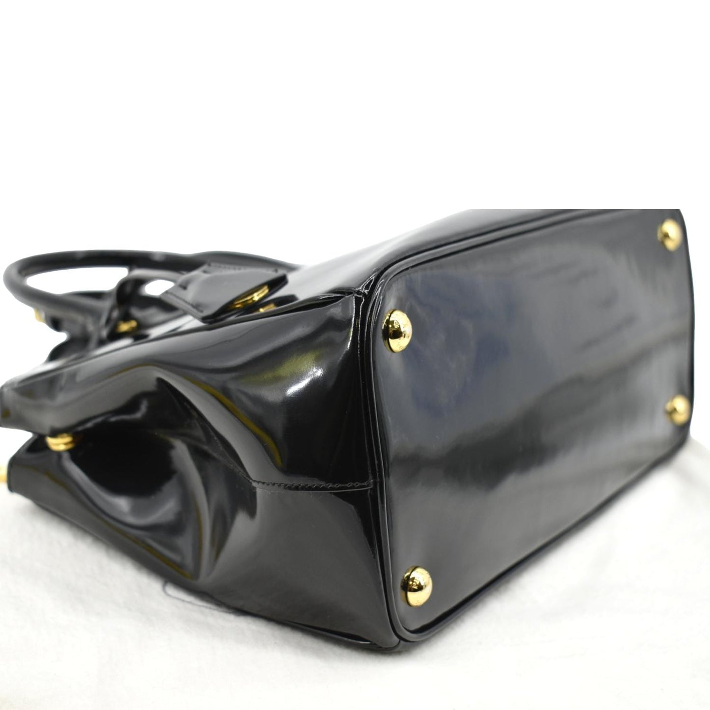 PRADA Double Zip Patent Leather Shoulder Bag Black B1801N
