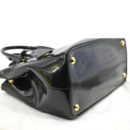 PRADA Double Zip Patent Leather Shoulder Bag Black B1801N