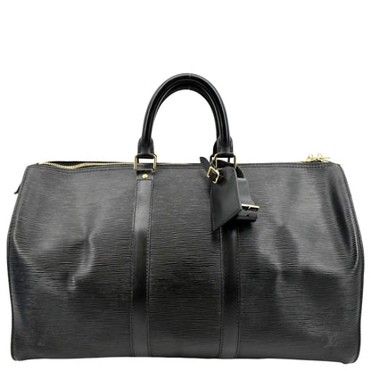 LOUIS VUITTON Keepall 45 Epi Leather Travel Bag Black