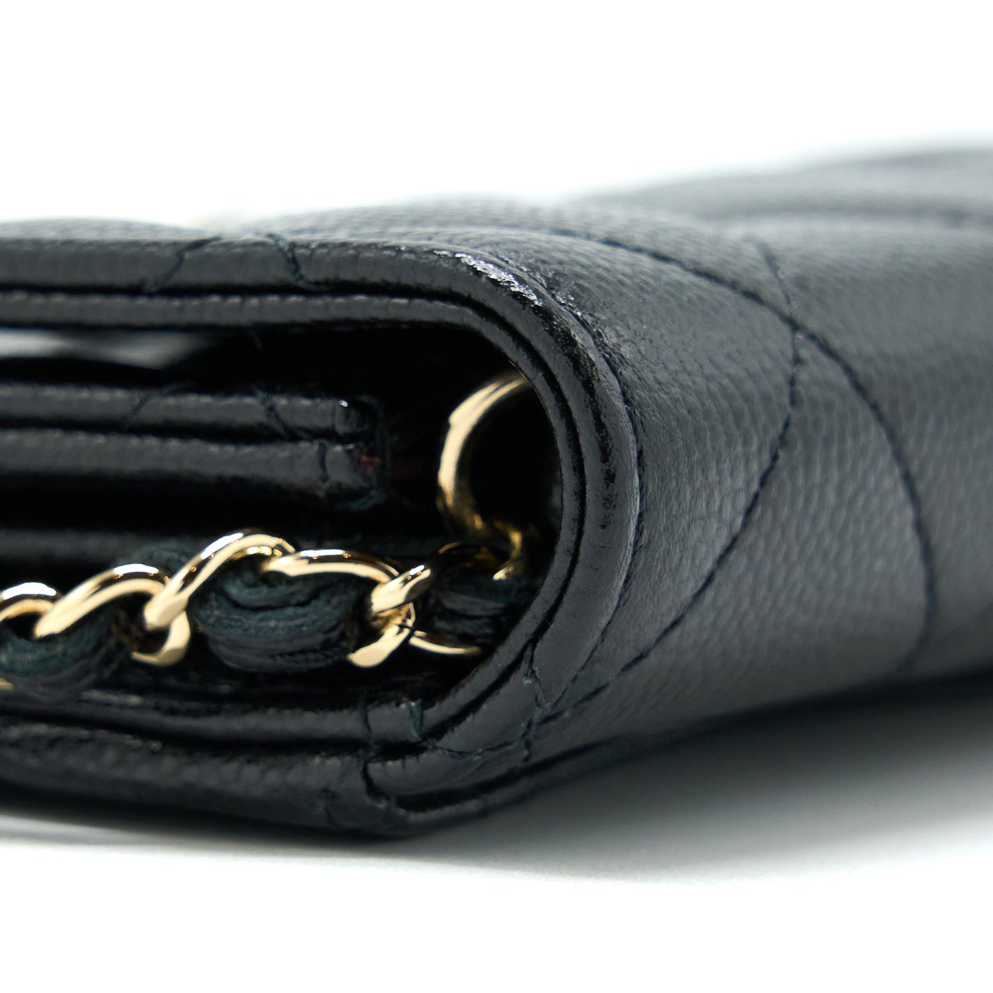 Chanel Card Holder On Chain Caviar Black L