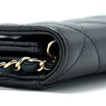 Chanel Card Holder On Chain Caviar Black L