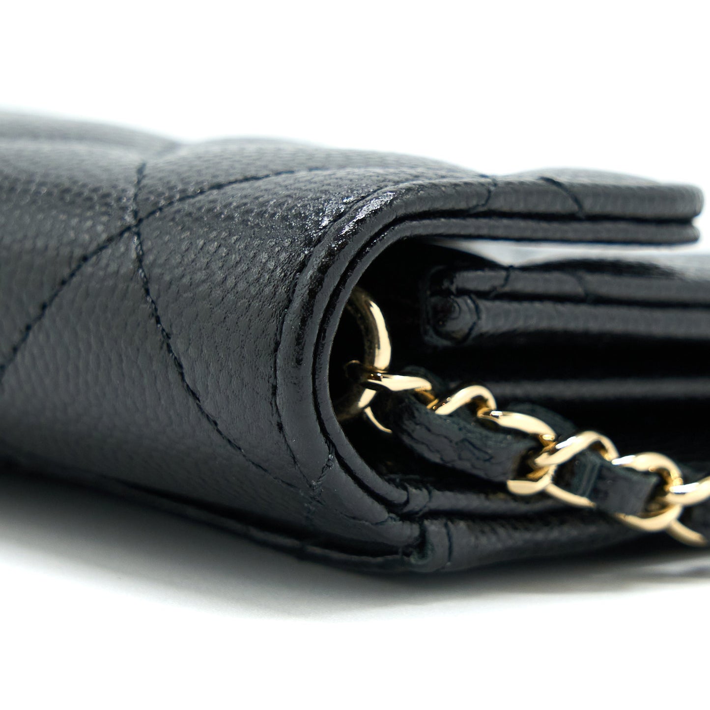 Chanel Card Holder On Chain Caviar Black L