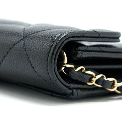 Chanel Card Holder On Chain Caviar Black L