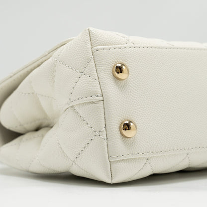 Chanel Mini Coco Handle Caviar White L (Microchip)