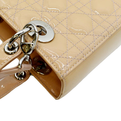CHRISTIAN DIOR Medium Lady Dior Cannage Lambskin Leather Shoulder Bag Yellow