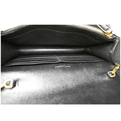 YVES SAINT LAURENT Wallet on Chain Leather Shoulder Bag Black
