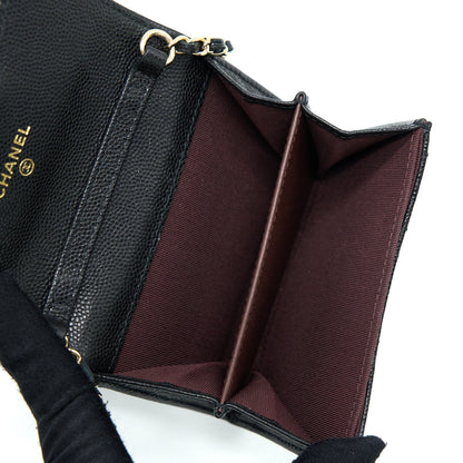 Chanel Card Holder On Chain Caviar Black L