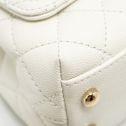 Chanel Mini Coco Handle Caviar White L (Microchip)