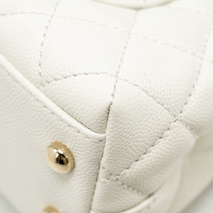 Chanel Mini Coco Handle Caviar White L (Microchip)