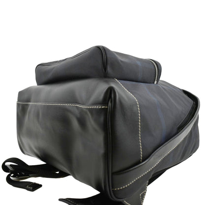 BURBERRY Rocco Check Fabric Backpack Navy Blue