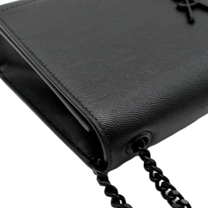 YVES SAINT LAURENT Kate Leather Chain Clutch Crossbody Bag Black