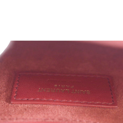 YVES SAINT LAURENT Kate Leather Chain Clutch Crossbody Bag Red