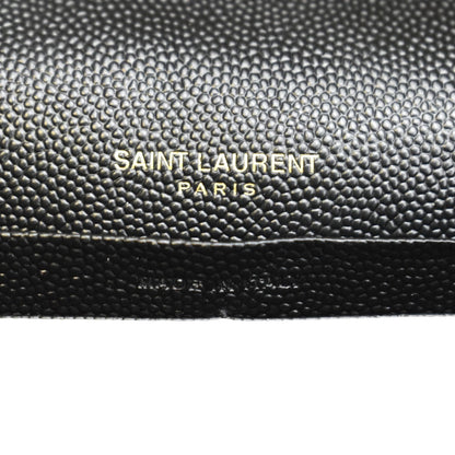 YVES SAINT LAURENT Wallet on Chain Leather Shoulder Bag Black