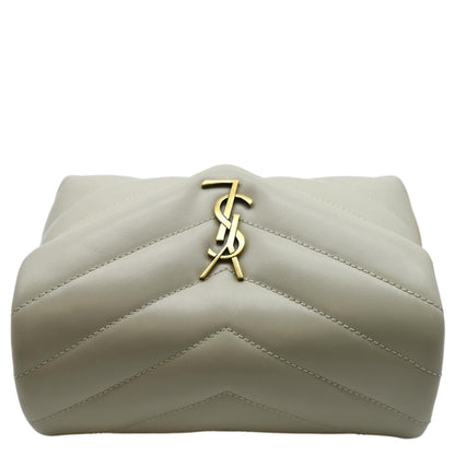YVES SAINT LAURENT Toy Loulou Matelasse Leather Crossbody Bag Ivory