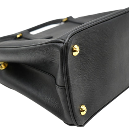 PRADA Galleria Double-Zip small Saffiano Leather Tote Bag Black