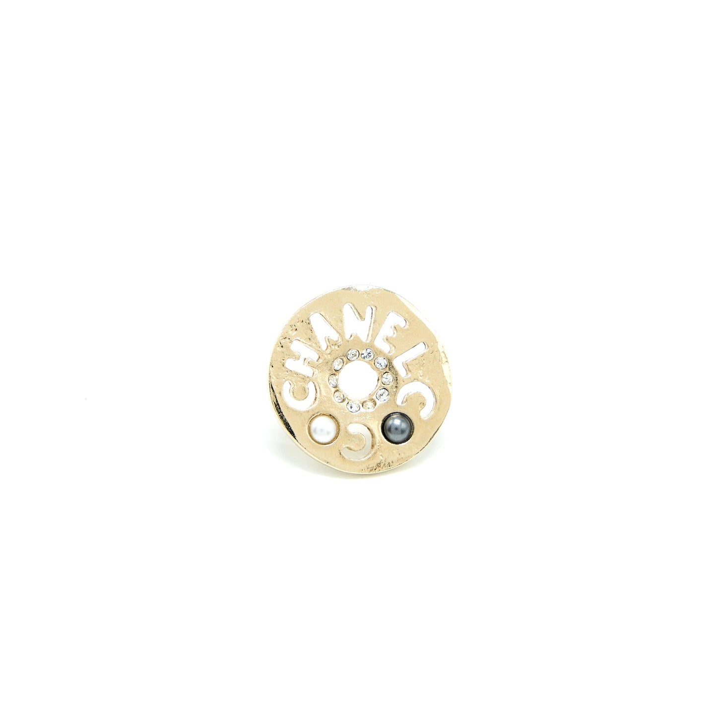 Chanel Round Letters Earrings Crystal Pearl L