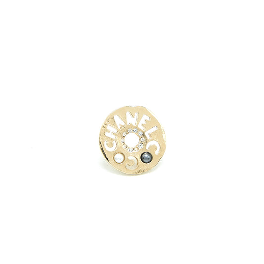 Chanel Round Letters Earrings Crystal Pearl L