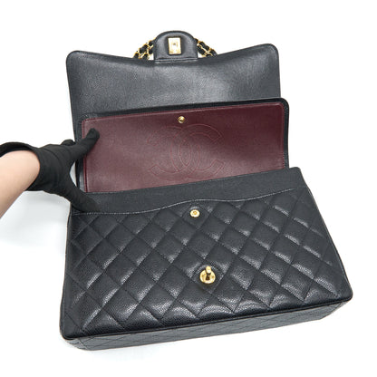 Chanel Maxi Classic Double Flap Caviar black  serial 20