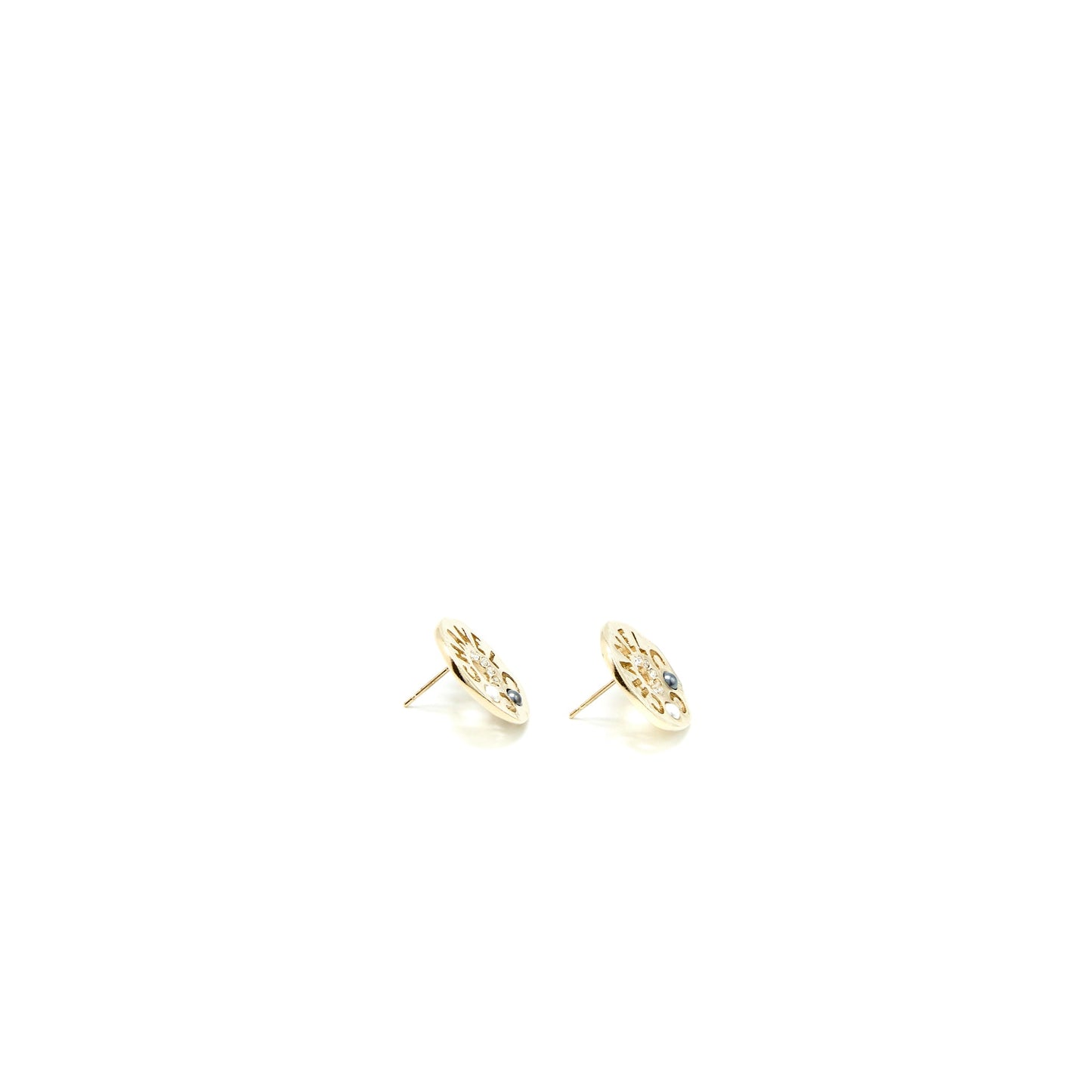 Chanel Round Letters Earrings Crystal Pearl L