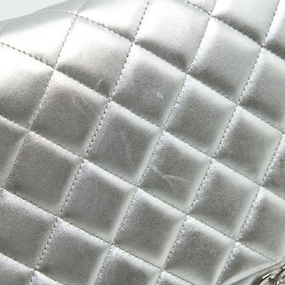 Chanel Maxi Classic Double Flap Bag Lambskin Sliver