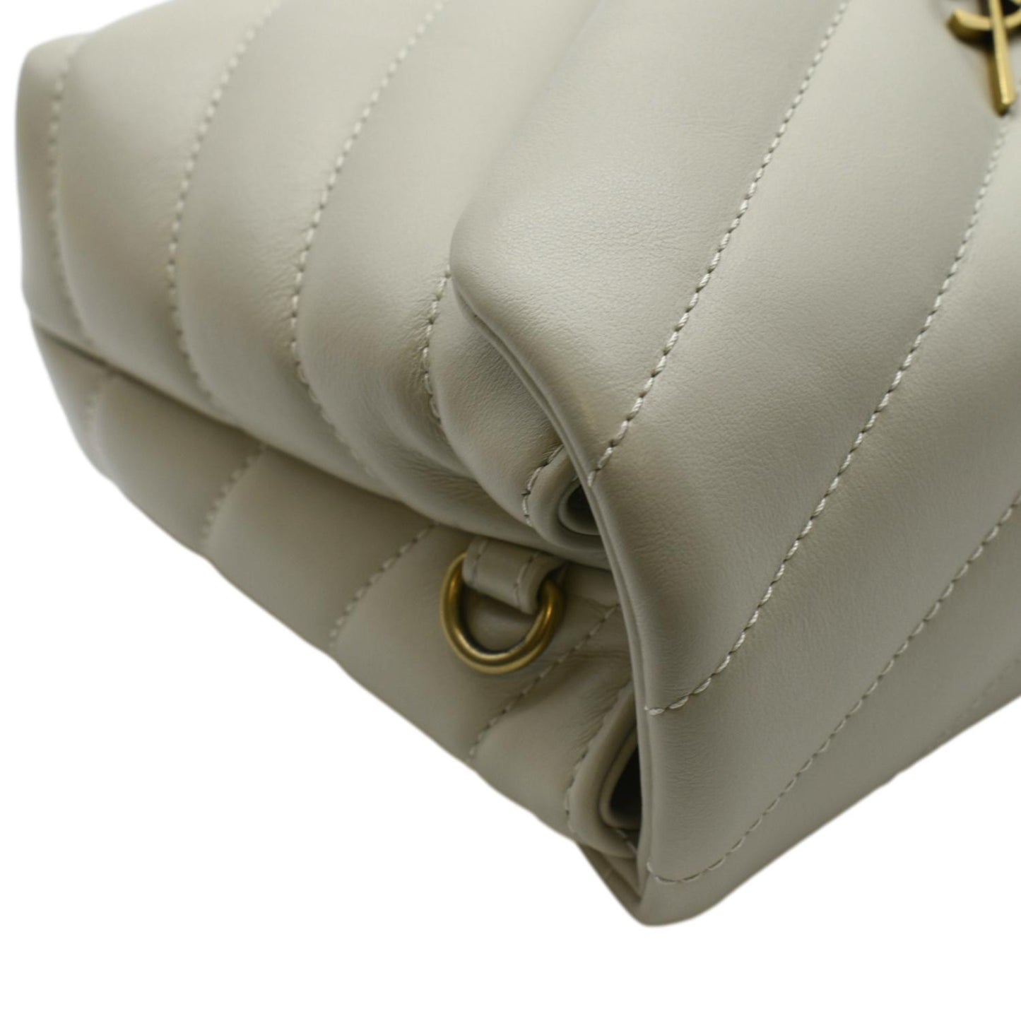 YVES SAINT LAURENT Toy Loulou Matelasse Leather Crossbody Bag Ivory