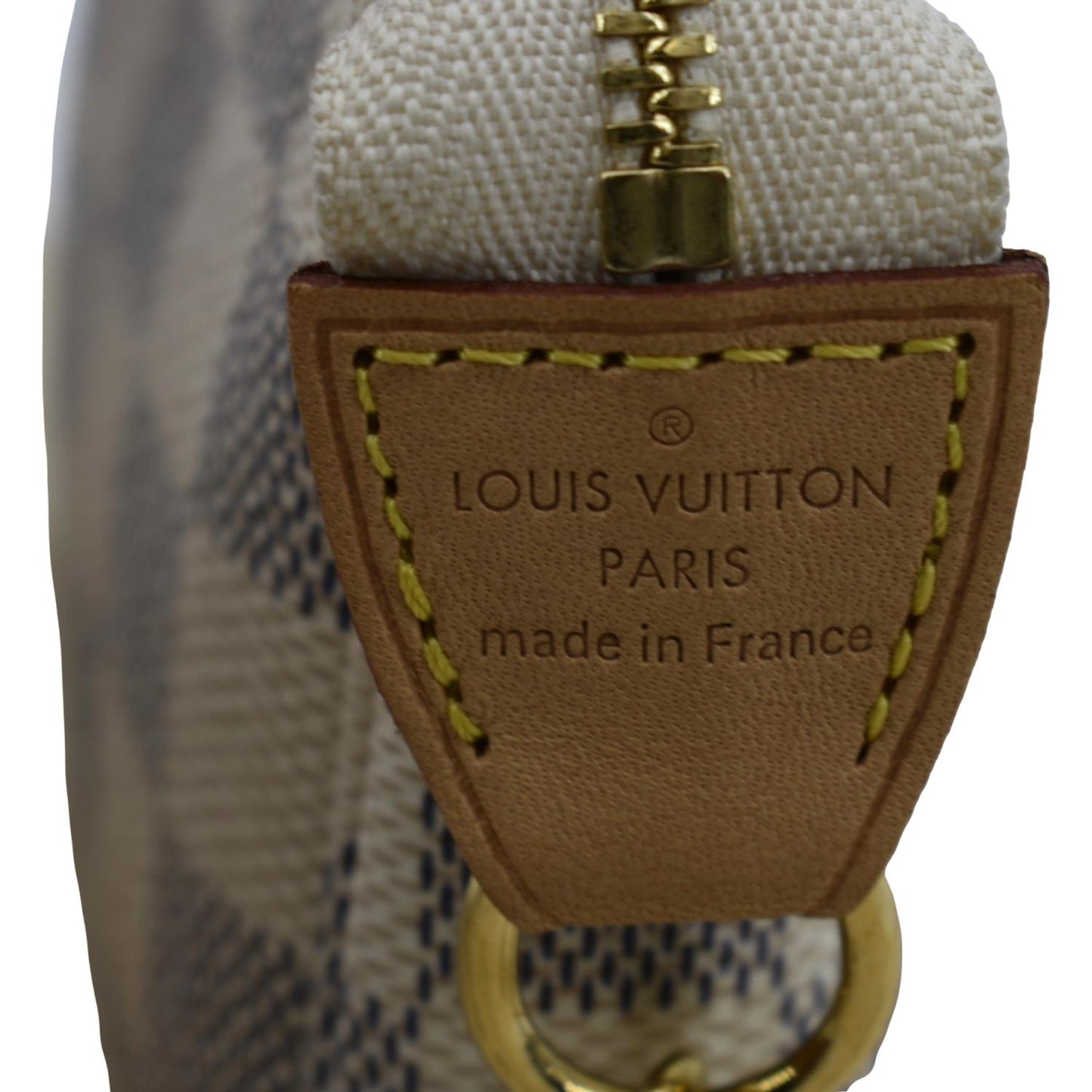 LOUIS VUITTON Mini Pochette Damier Azur Accessoires Pouch White