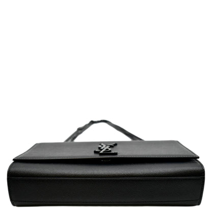 YVES SAINT LAURENT Kate Leather Chain Clutch Crossbody Bag Black