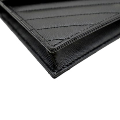 YVES SAINT LAURENT Cassandre Matelasse Chain Wallet Crossbody Bag Black