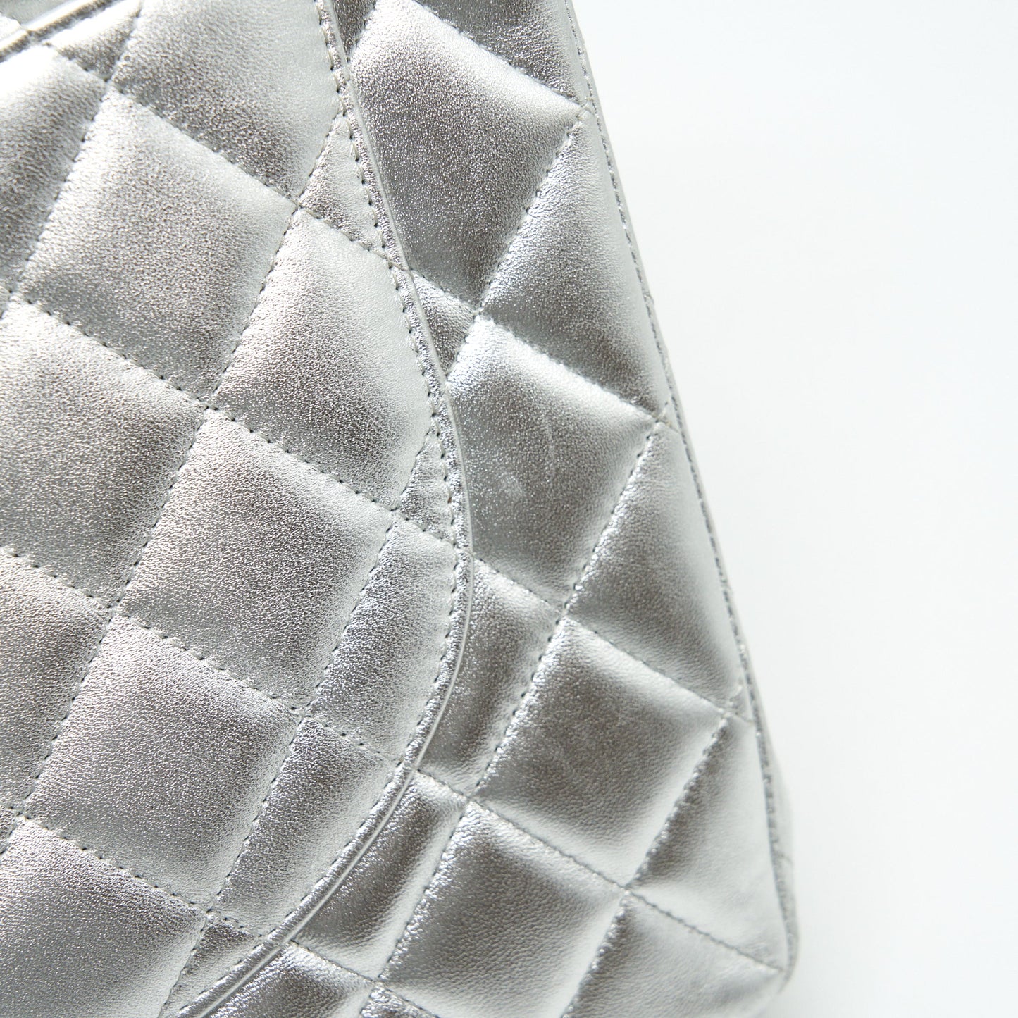 Chanel Maxi Classic Double Flap Bag Lambskin Sliver