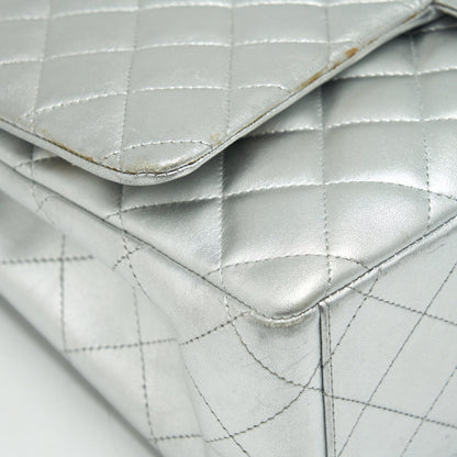 Chanel Maxi Classic Double Flap Bag Lambskin Sliver