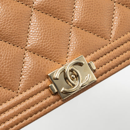 Chanel boy wallet on chain caviar light caramel L (microchip)