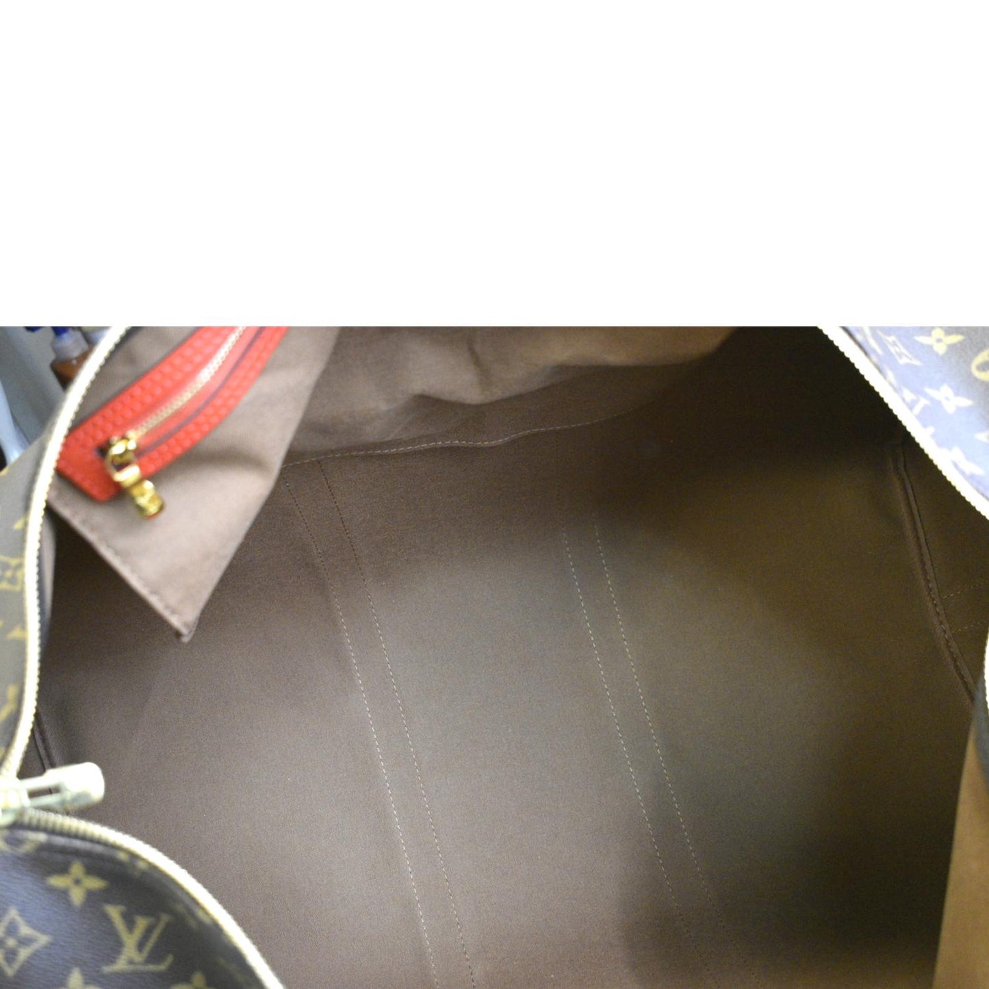 LOUIS VUITTON Keepall 50 Monogram Canvas Travel Bag Red